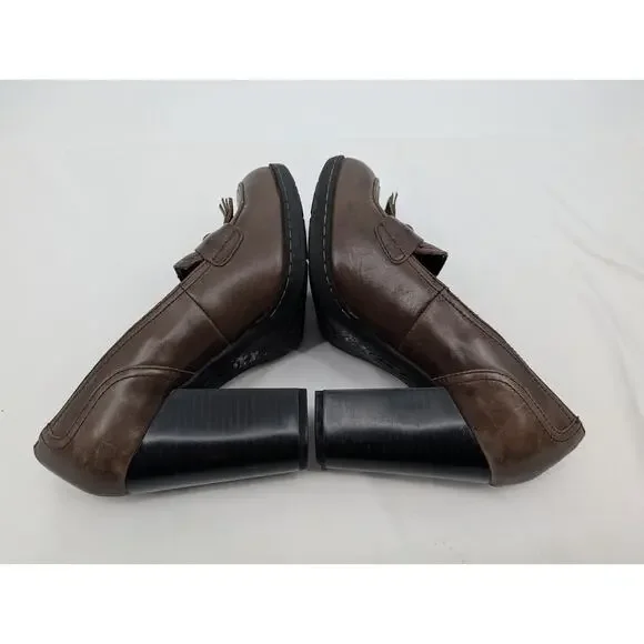 Born BOC Concept High Heel Loafers Tassel Brown Chunky Classic Career Office 7 - Picture 6 of 8
